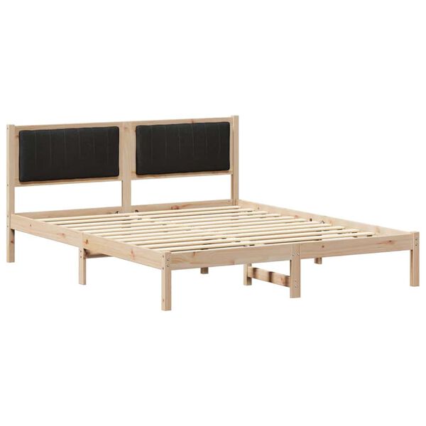 vidaXL Cadre de lit avec t&ecirc;te de lit rembourr&eacute;e Noir 160 x 200 cm