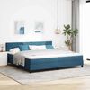 vidaXL Lit &agrave; ressort LED avec matelas Bleu fonc&eacute; 200 x 200 cm Velours