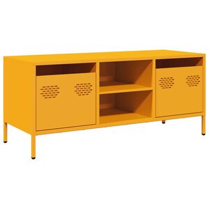 vidaXL Meuble TV jaune moutarde 101,5x39x43,5 cm acier lamin&eacute; &agrave; froid