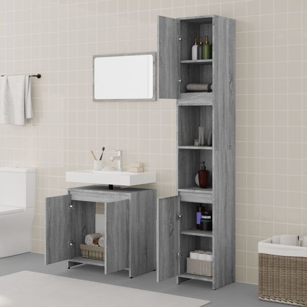 vidaXL Ensemble de meubles de salle de bain 3 pcs Sonoma gris