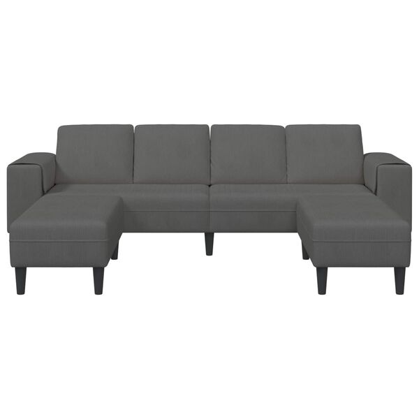 vidaXL Canap&eacute; Gris fonc&eacute; 250 x 188 x 76 cm Tissu en velours c&ocirc;tel&eacute;