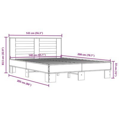 vidaXL Cadre de lit sans matelas chêne fumé 140x200 cm