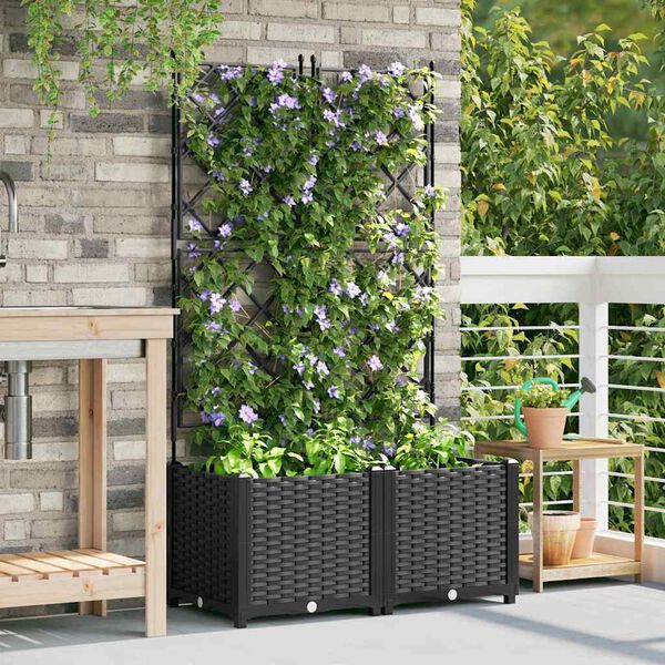 vidaXL Cache-pot de jardin 2 pcs Noir 80 x 40 x 143 cm Plastique