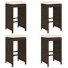 vidaXL Tabourets de bar jardin coussins lot de 4 marron r&eacute;sine tress&eacute;e