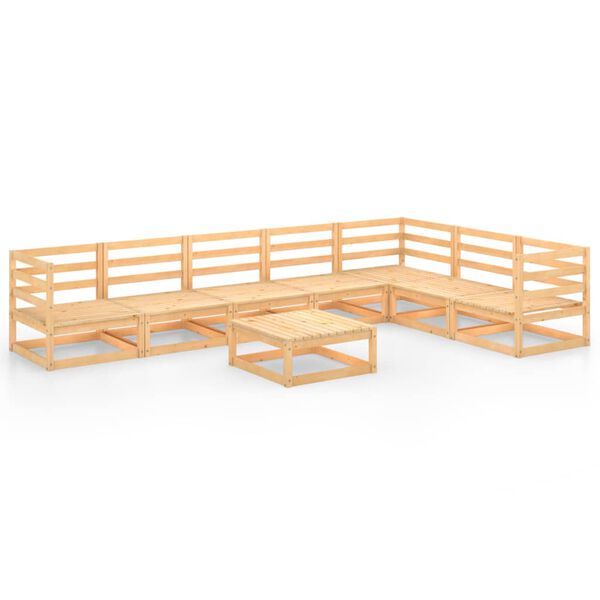 vidaXL Salon de jardin 8 pcs bois de pin massif