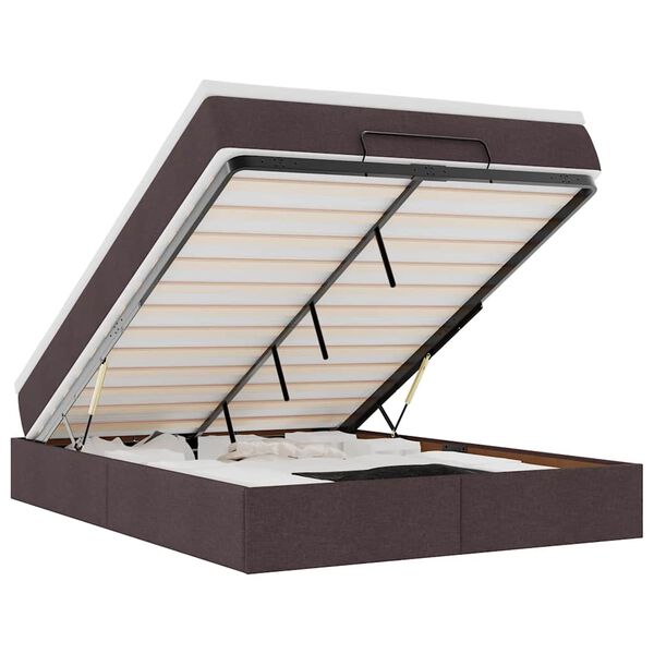 VidaXL Cadre de lit ottoman avec matelas marron fonc&eacute; 140x200 cm tissu