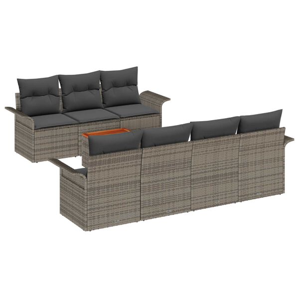 vidaXL Ensemble de canap&eacute; de jardin avec coussin 8 pcs Gris polyrotin