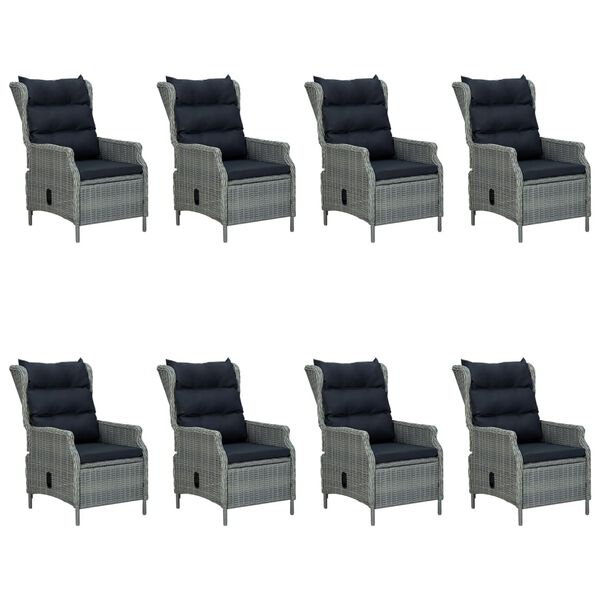 vidaXL Ensemble &agrave; manger de jardin 9 pcs Gris clair