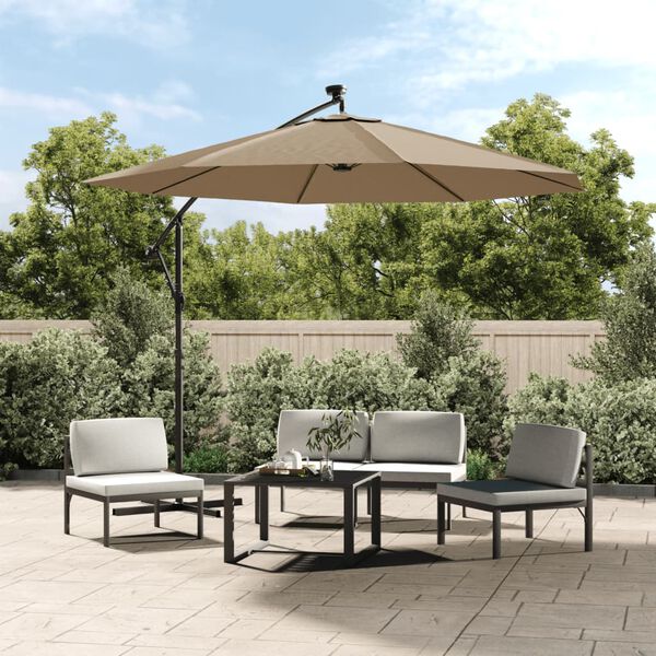 vidaXL Tissu de rechange pour parasol d&eacute;port&eacute; taupe 350 cm