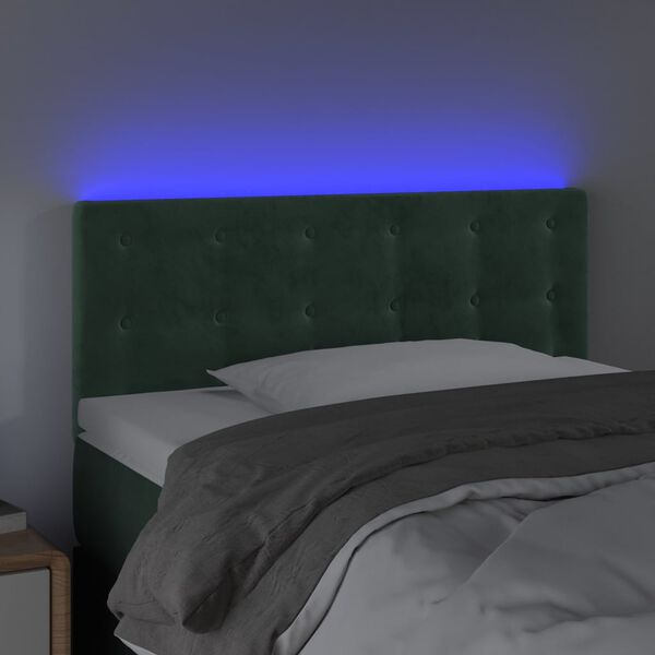 vidaXL T&ecirc;te de lit &agrave; LED Vert fonc&eacute; 80x5x78/88 cm Velours