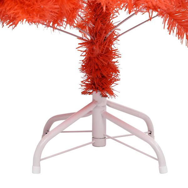 vidaXL Arbre de No&euml;l artificiel pr&eacute;-&eacute;clair&eacute; et boules rouge 240 cm PVC