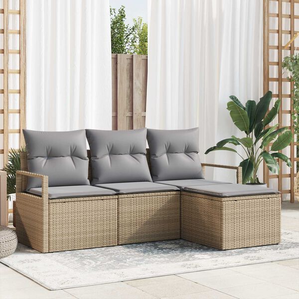 vidaXL Ensemble de canap&eacute; de jardin 4 pcs Beige et Gris clair