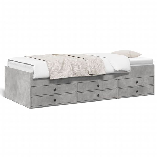 vidaXL Lit de jour avec tiroirs sans matelas gris b&eacute;ton 75x190 cm