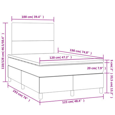 vidaXL Sommier à lattes de lit et matelas LED rose 120x190 cm velours