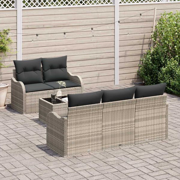 vidaXL Ensemble de canap&eacute; de jardin Gris clair polyrotin