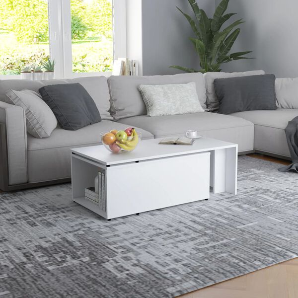 vidaXL Table basse Blanc 150x50x35 cm Bois d'ing&eacute;nierie