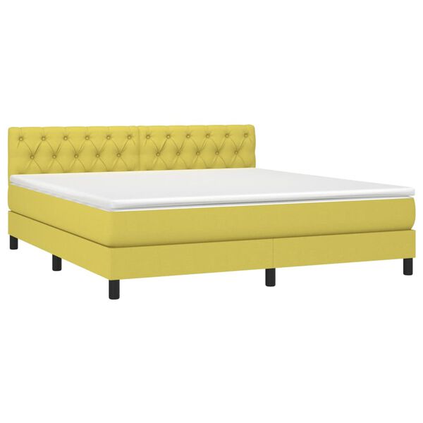 vidaXL Sommier &agrave; lattes de lit avec matelas LED Vert 160x200 cm Tissu