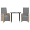 vidaXL Ensemble de bistro 3 pcs et coussins gris clair r&eacute;sine tress&eacute;e