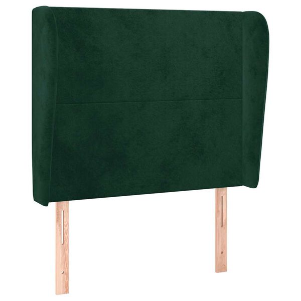 vidaXL T&ecirc;te de lit avec oreilles Vert fonc&eacute; 103x23x118/128 cm Velours