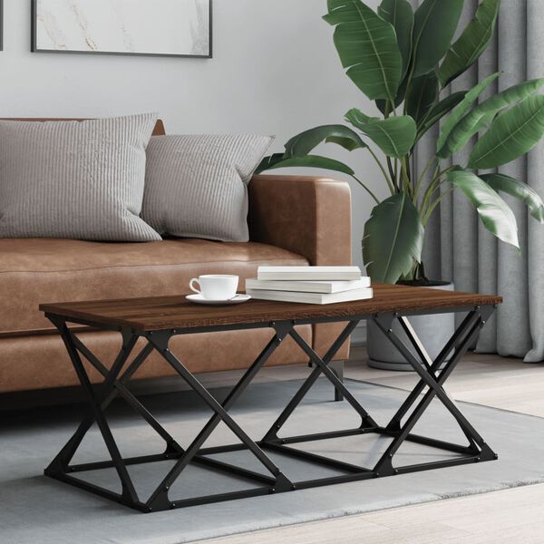 vidaXL Table basse ch&ecirc;ne marron 100x49x40 cm bois d'ing&eacute;nierie
