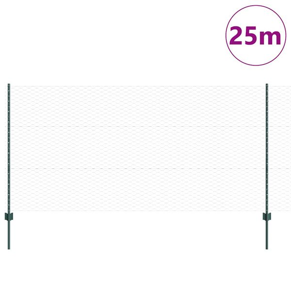 vidaXL Cl&ocirc;ture avec poteau Vert 1,2 x 25 m Acier