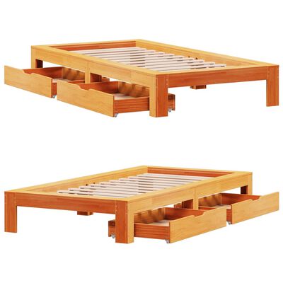 vidaXL Cadre de lit sans matelas cire marron 75x190 cm bois pin massif