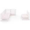 vidaXL Salon de jardin 7 pcs Blanc Bois de pin massif