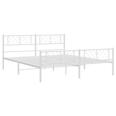 vidaXL Cadre de lit métal sans matelas et pied de lit blanc 183x213 cm