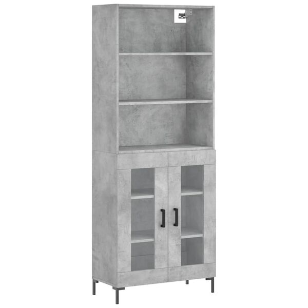 vidaXL Buffet haut Gris b&eacute;ton 69,5x34x180 cm Bois d'ing&eacute;nierie