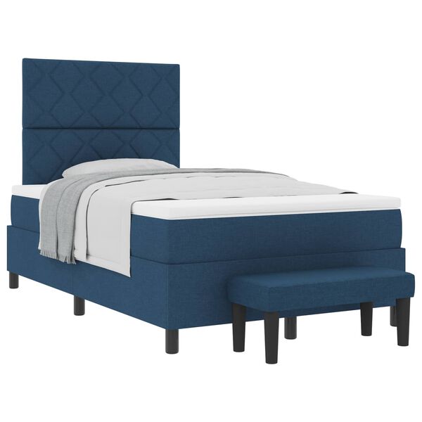 vidaXL Lit &agrave; ressorts avec matelas Bleu 120 x 190 cm tissu