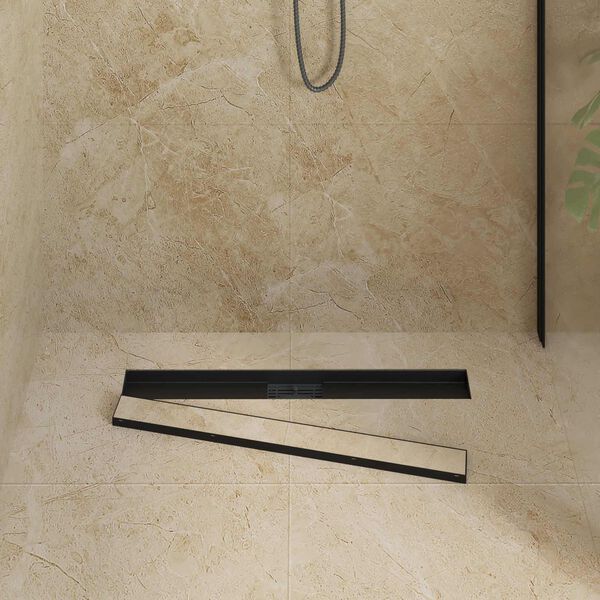 vidaXL 2 en 1 Drain de Douche Noir 80 cm Acier Inox 304