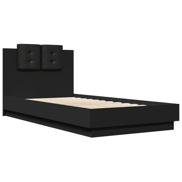 vidaXL Cadre de lit avec LED sans matelas noir 75x190 cm