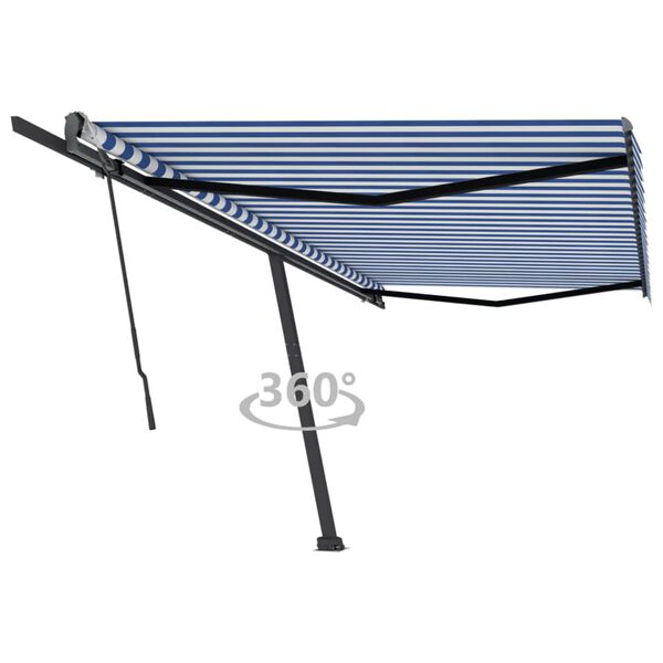 vidaXL Auvent manuel r&eacute;tractable sur pied 500x300 cm Bleu/Blanc