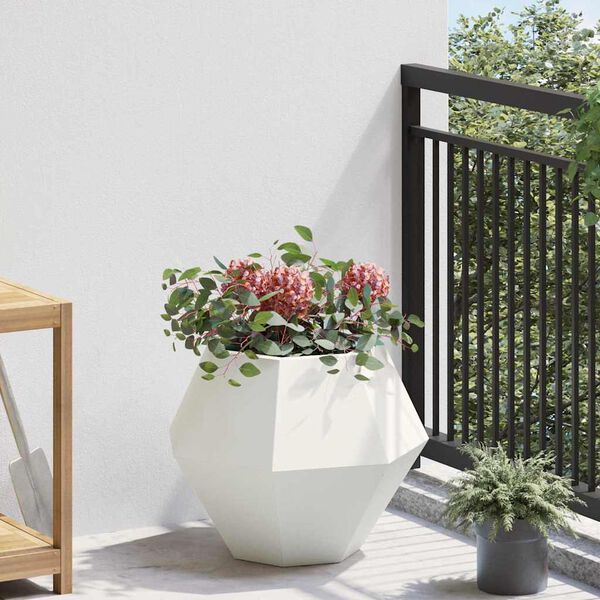 vidaXL Jardini&egrave;re Blanc 50 x 50 x 40 cm Acier