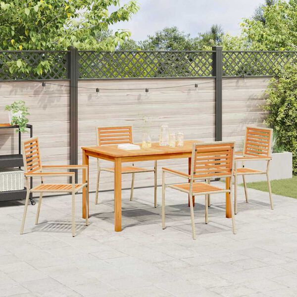 vidaXL Ensemble de salle &agrave; manger pour jardin 5 pcs Beige
