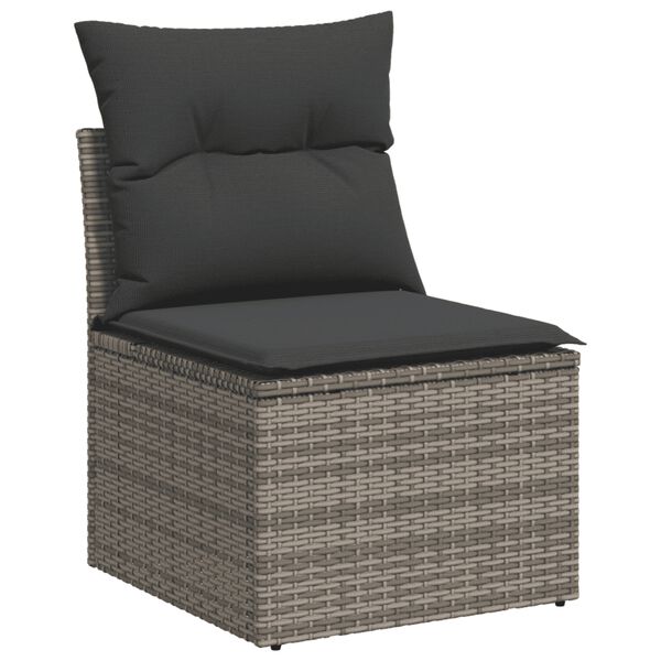 vidaXL Salon de jardin avec coussins 3 pcs gris r&eacute;sine tress&eacute;e