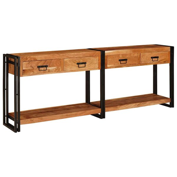 vidaXL Tables console avec tiroir 2 pcs Marron Bois d'Acacia Massif