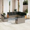 vidaXL Salon de jardin 11 pcs avec coussins gris r&eacute;sine tress&eacute;e