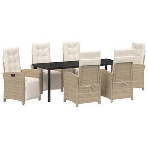 vidaXL Ensemble de salle &agrave; manger pour jardin 7 pcs Beige polyrotin