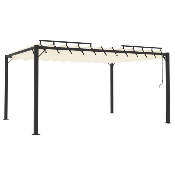 vidaXL Tonnelle avec toit &agrave; persienne 3x4 m Cr&egrave;me Tissu et aluminium