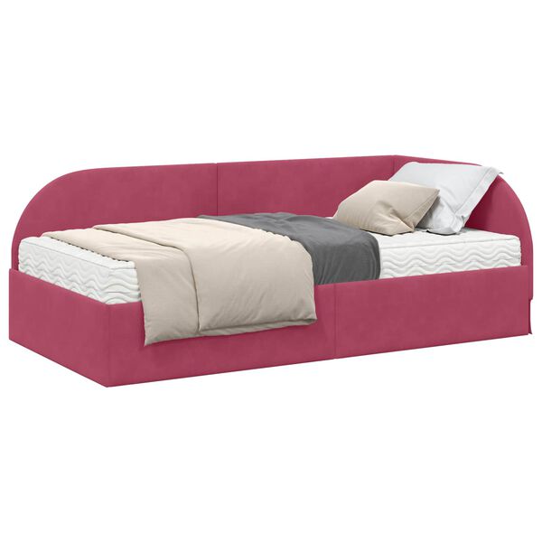 vidaXL Cadre de lit d'angle avec matelas 2 pcs Rouge Velours