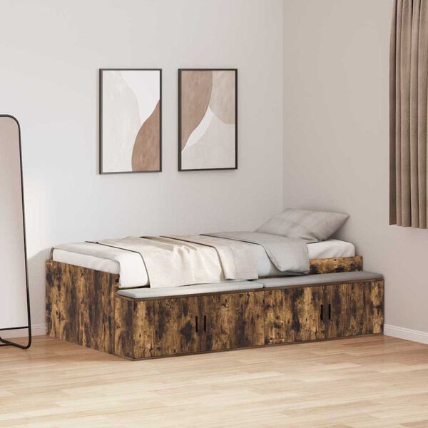 vidaXL Cadre de lit Ch&ecirc;ne fum&eacute; 80 x 200 cm Bois d'ing&eacute;nierie