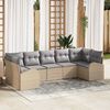 vidaXL Ensemble de canap&eacute; de jardin 7 pcs Beige Poly Rattan