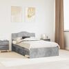vidaXL Cadre de lit Gris B&eacute;ton 135 x 190 cm Bois de pin massif
