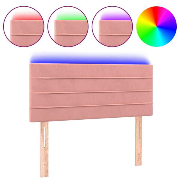 vidaXL T&ecirc;te de lit &agrave; LED Rose 100x5x78/88 cm Velours