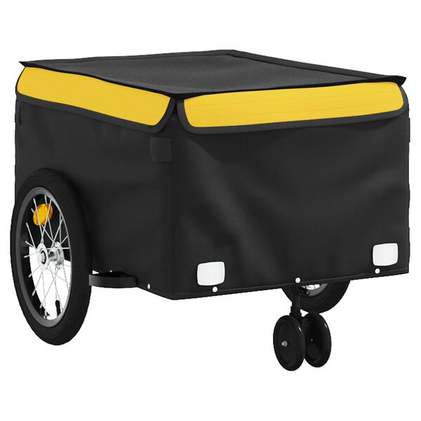 vidaXL Remorque de vélo noir et jaune 45 kg fer