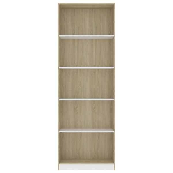 vidaXL Biblioth&egrave;que &agrave; 5 niveaux Blanc ch&ecirc;ne sonoma Bois d&rsquo;ing&eacute;nierie