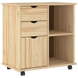 vidaXL Cabinet roulant 63,5 x 39 x 65,5 cm Bois de Pin Massif Marron