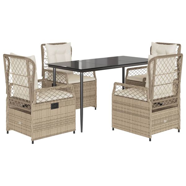 vidaXL Ensemble &agrave; manger de jardin avec coussins 5pcs Beige poly rotin