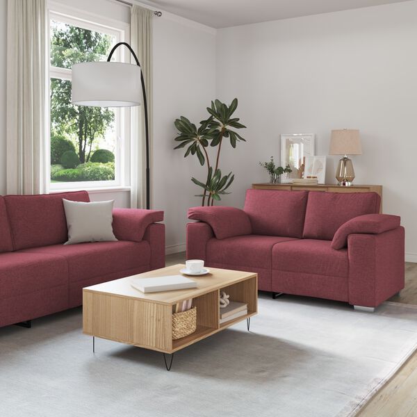 vidaXL Canap&eacute; 2 pcs Bordeaux 219 x 80 x 82 cm tissu